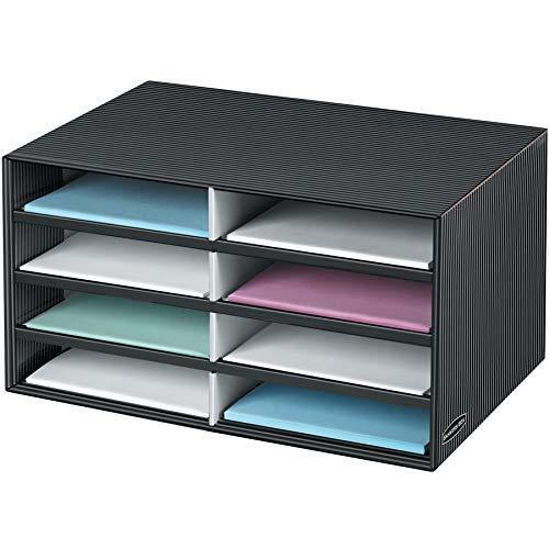 Bankers Box Decorative Eight Compartment Literature Sorter, Letter, Black/Gray