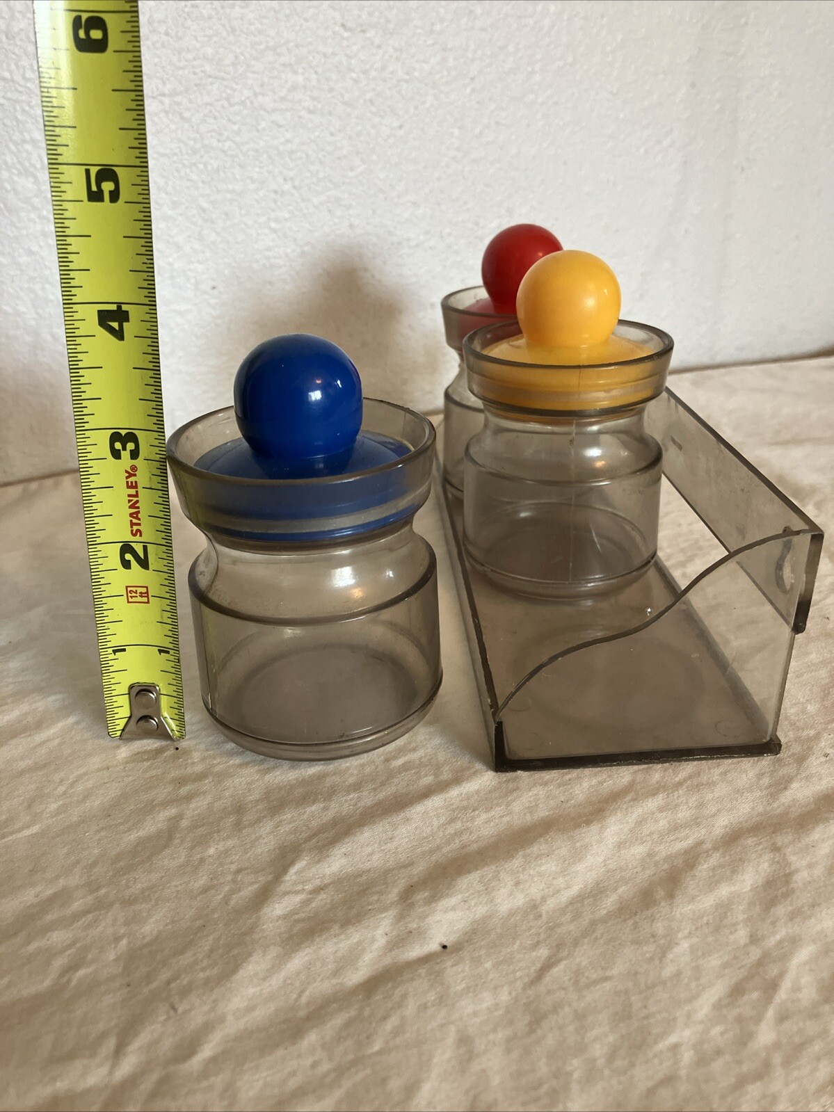 Vintage Primary Colors Office Organizer Stationary Jar Set Rack Desk/Wall Mount