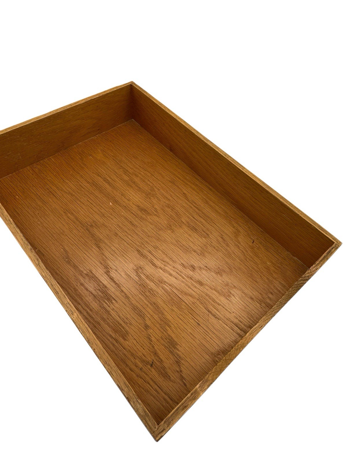 Vintage Wood Letter Trays Set of 2 Oak Dovetail Two Sizes Desk Paper Office Box