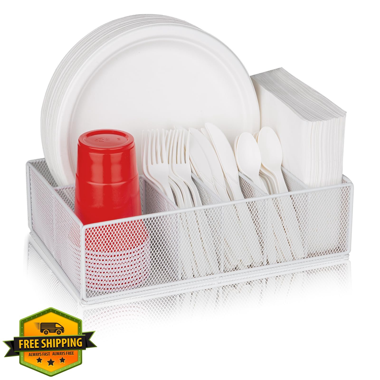 NACIMAX White Paper Plate Organizer Caddy