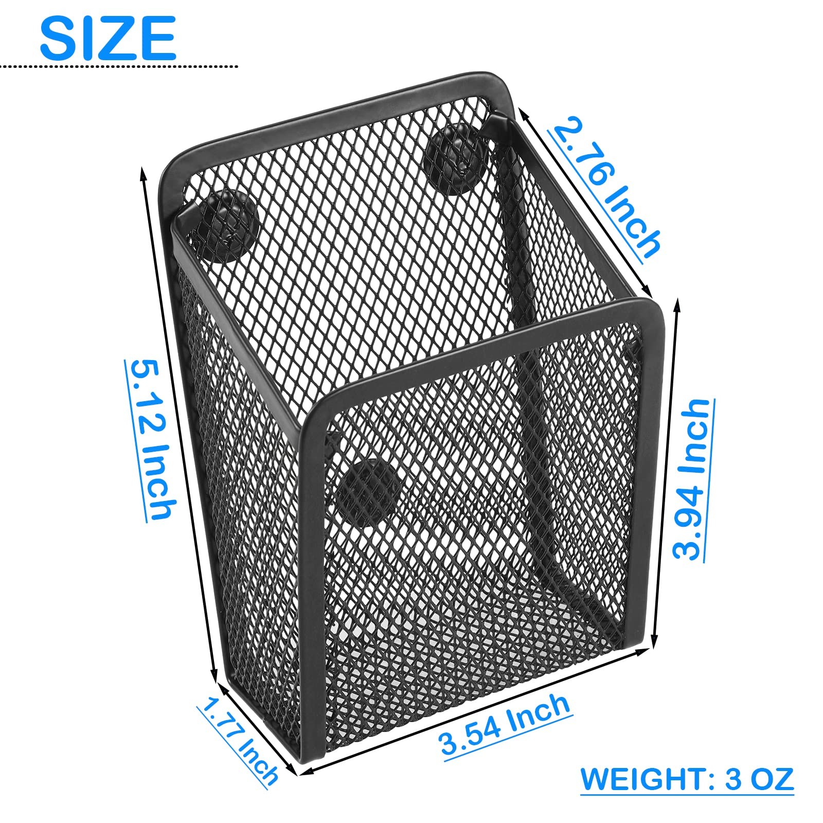 Stainless Steel Pen Basket, Magnetic Utensil Storage, Locker Office, Black