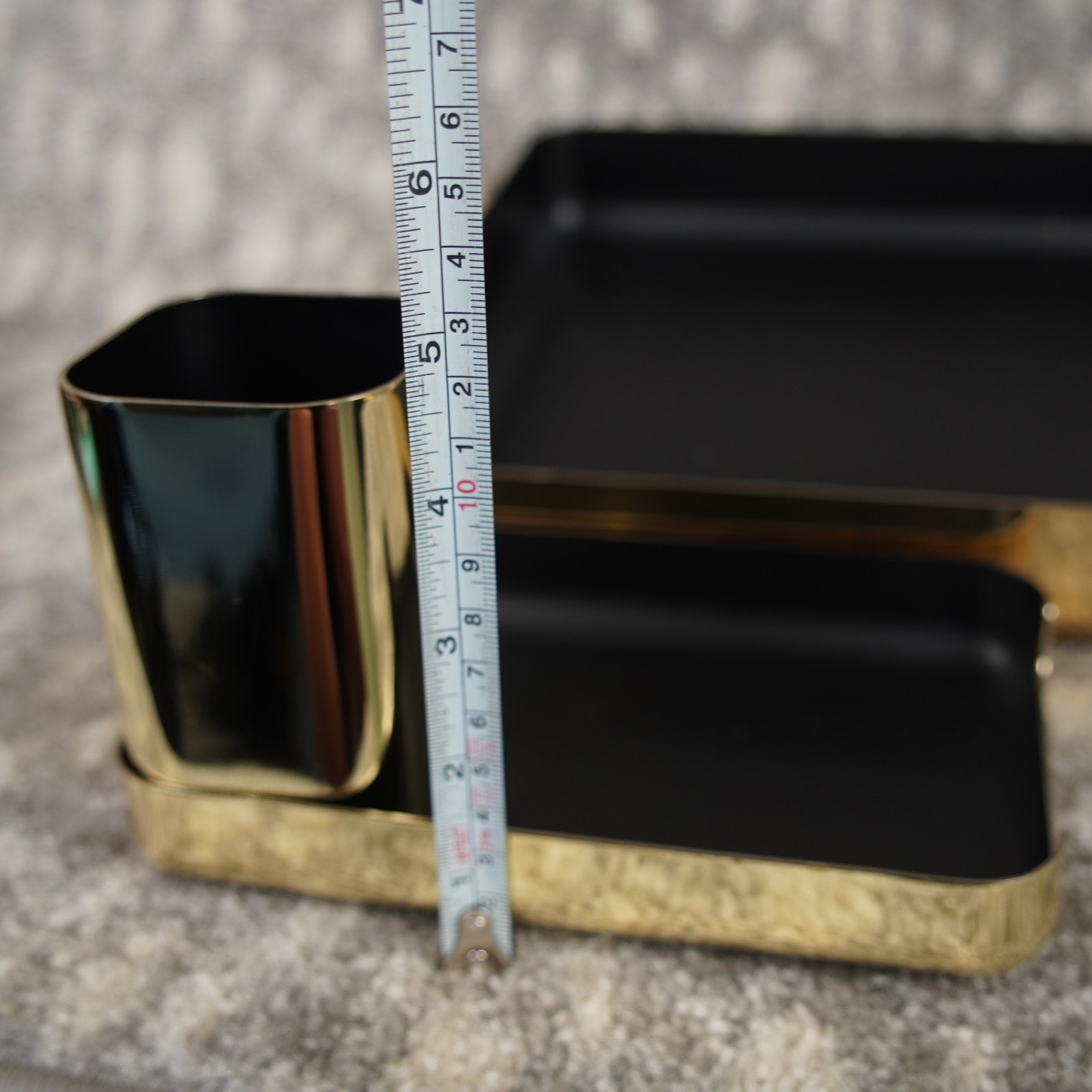 VTG 1984 Eldon Emphasis 6000 Gold Desk Note Pad Trays & Pen Holder 3 Pc Set