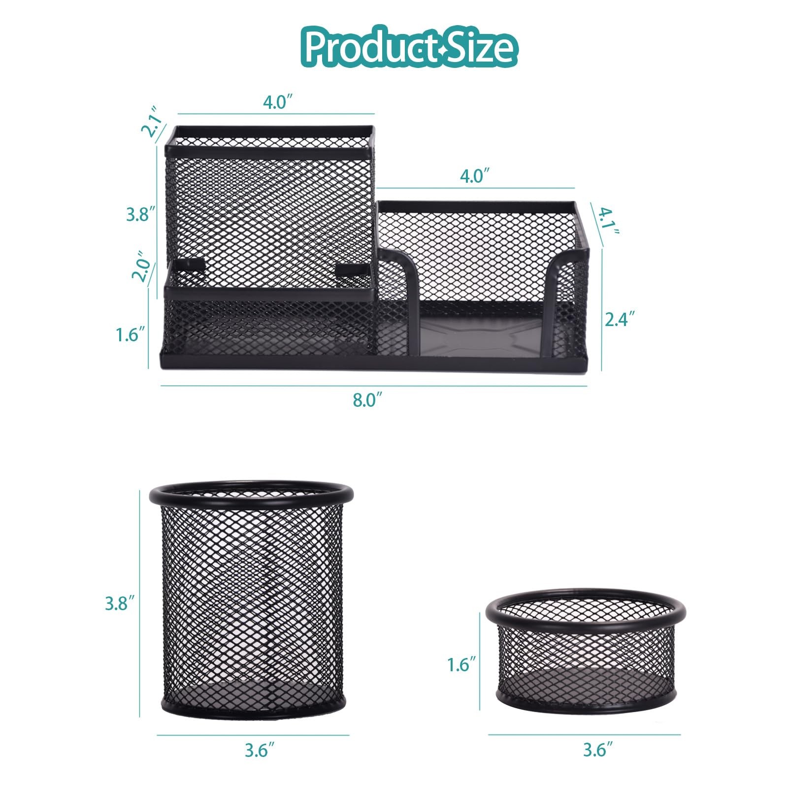Freewindo Mesh Desk Organizer, Set of 3 Pen Holder Office Black