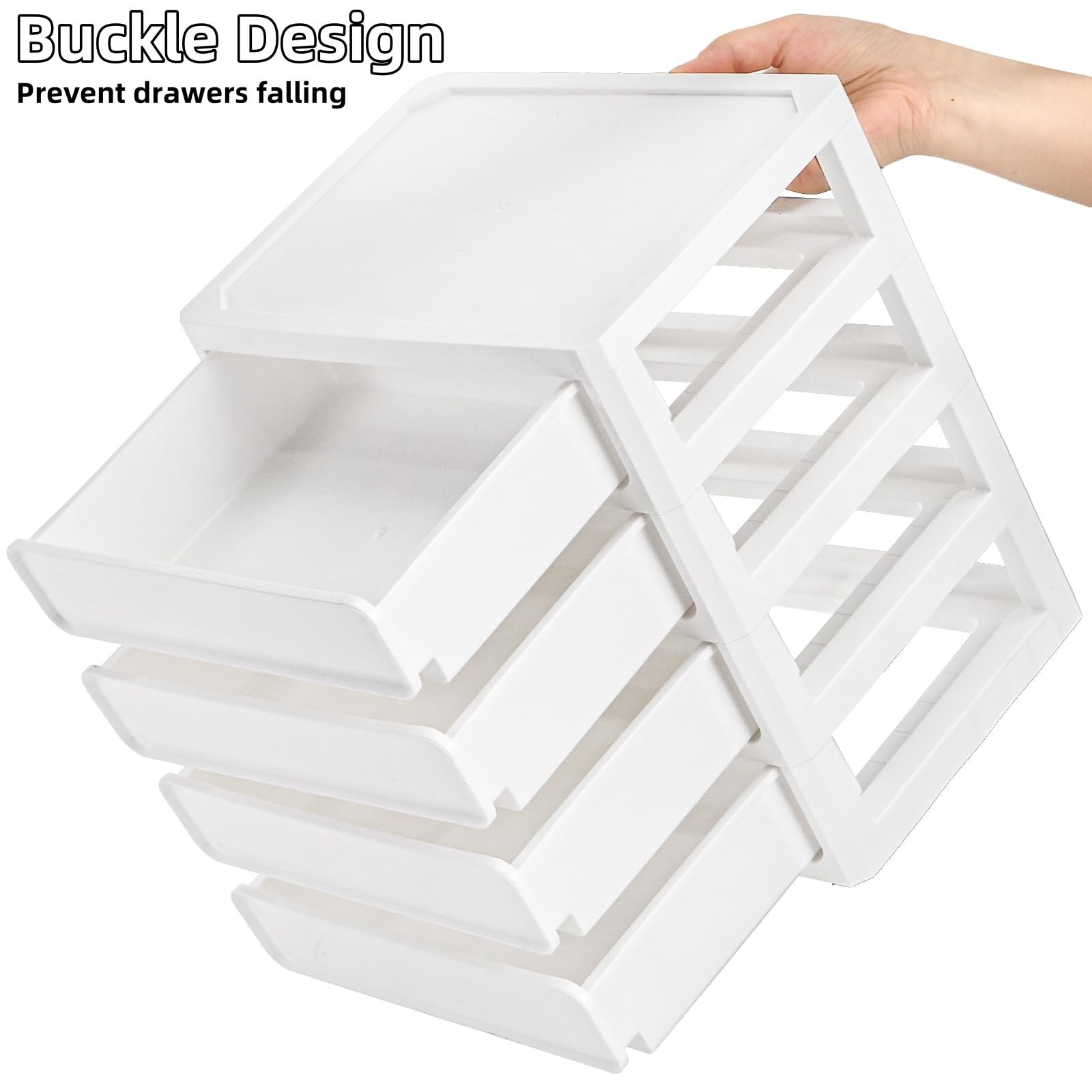 Desk Drawer Organizer, 4 Tier Plastic Desktop Storage Unit, Small Storage Bin…