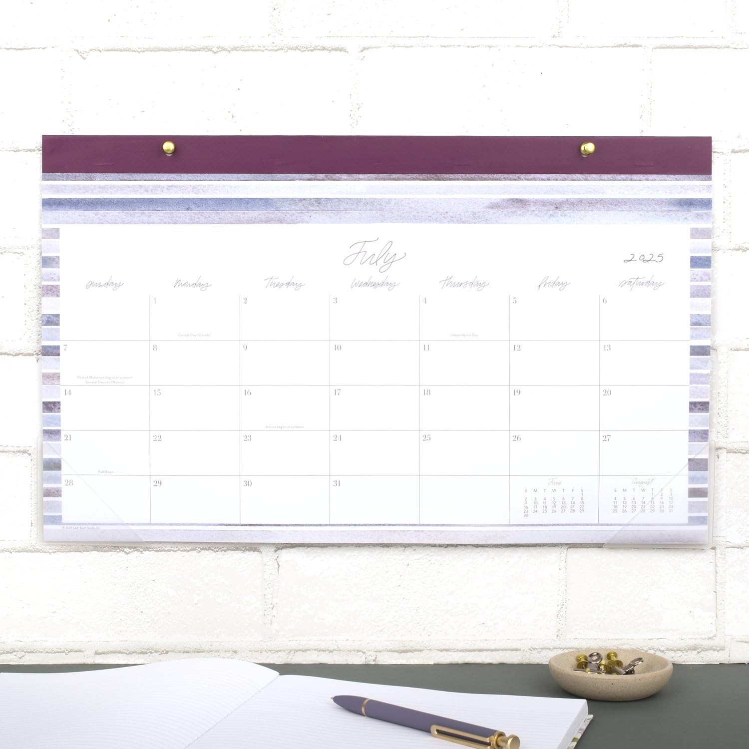 Cambridge Desk Calendar 2025-2026 Academic, Leah 17.75″W x 11″H, Stripe