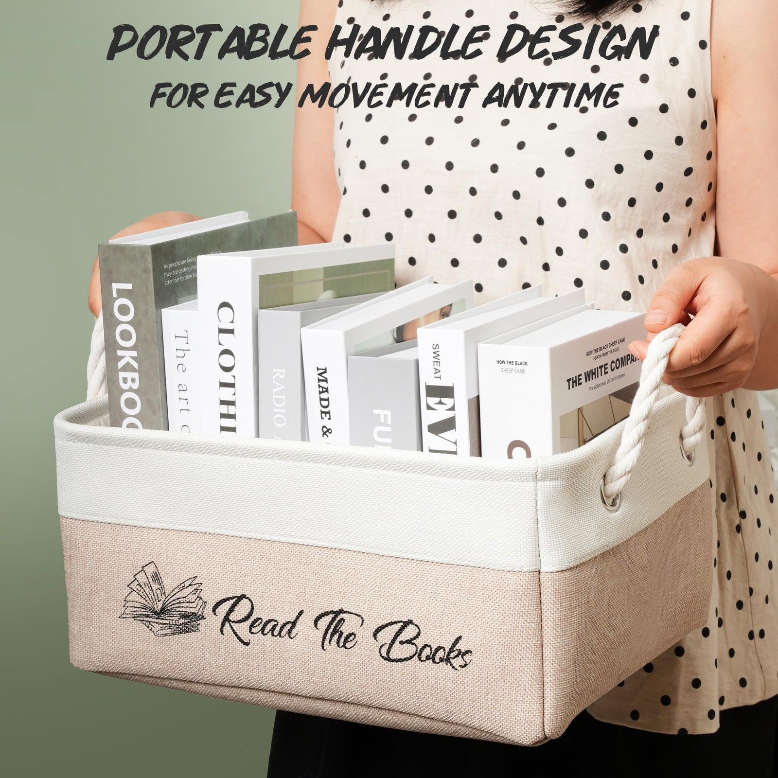 Book Storage Baskets Organizing Read The Books List Organizer Handles Bin