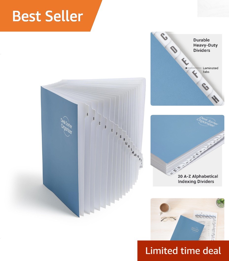 Stylish Dark Blue Desk File Sorter with 300 Sheet Capacity – Eco-Friendly Design