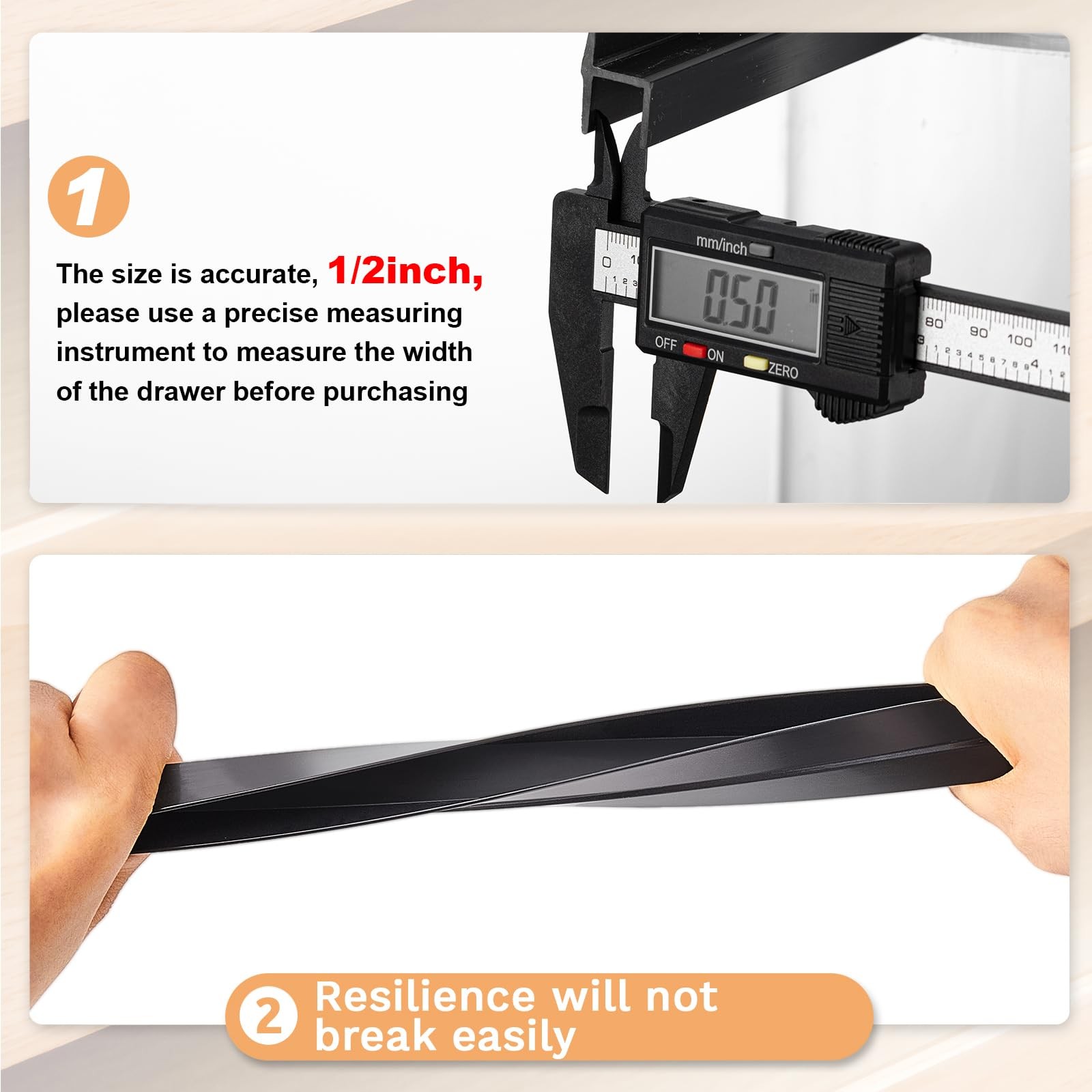 Tenare 4 Pieces Hanging File 1/2 Inch Drawer Sides 15.8 Long, Black