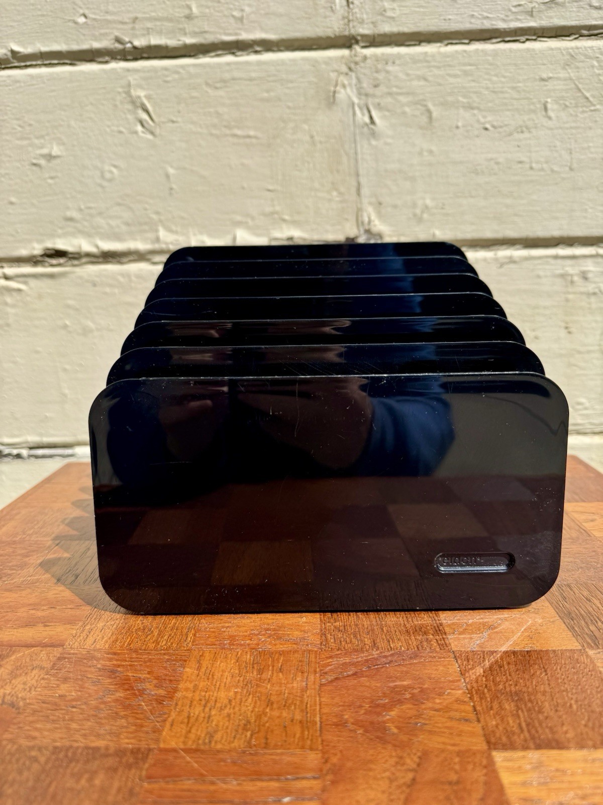Vintage Eldon 6 Slot Desk Organizer File Sorter Smoked Black Acrylic MCM