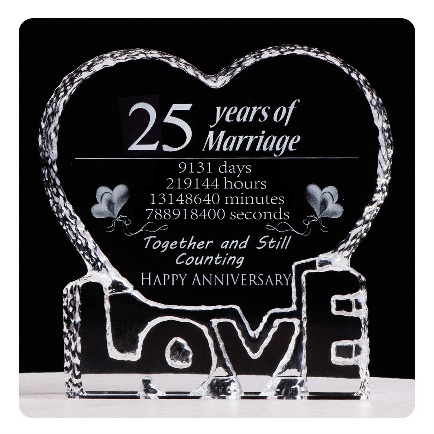 Ywhl 25 Year Marriage 25Th Wedding Anniversary Crystal Paperweight Keepsake