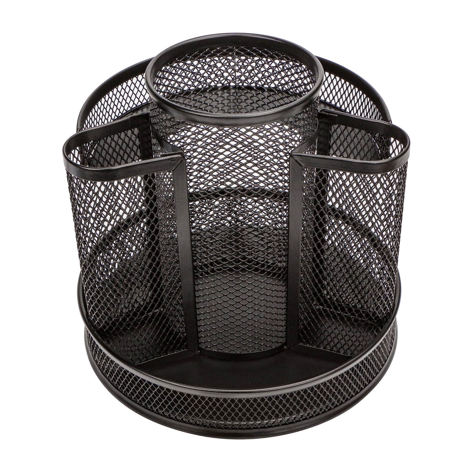 Mesh Desk Organizer Rotate with 5 Compartments Round Spinning Tidy Candy/Pen …