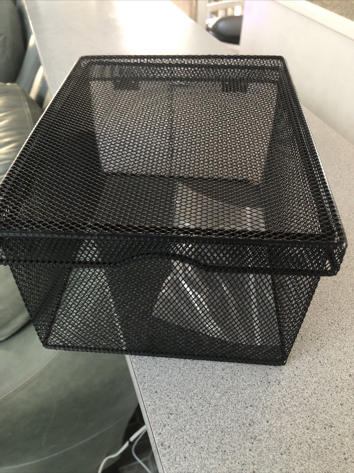 Brightroom Black Mesh Metal Desk Office Storage Box 9”x7”x6”