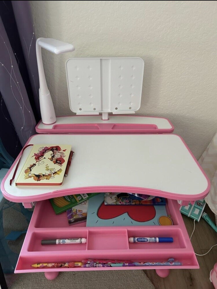 Kids Functional Desk and Chair Set, Ergonomic Height Adjustable Children School
