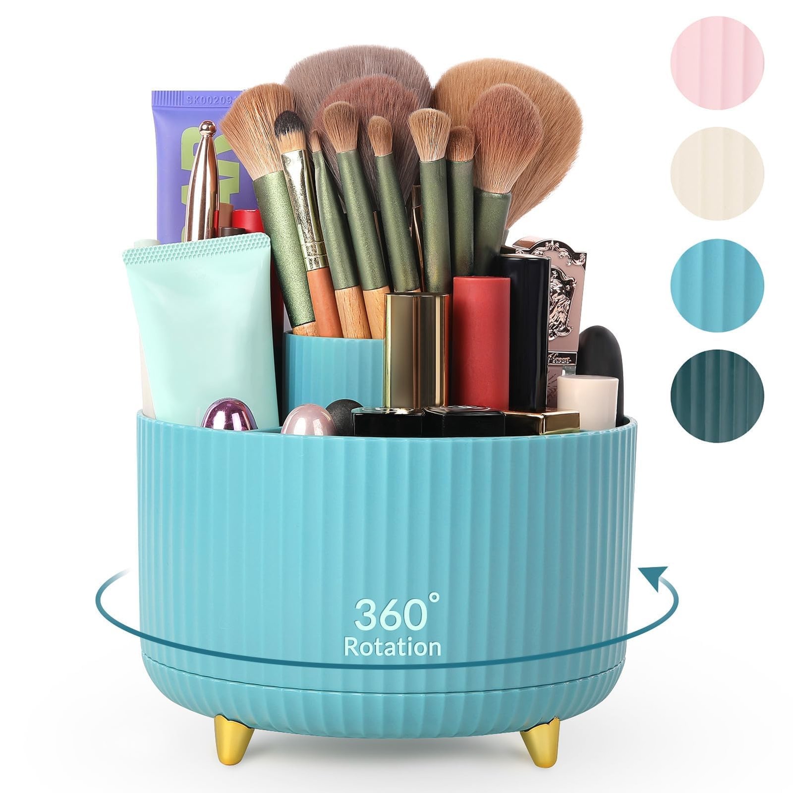 SKYDUE Makeup Organizer, Rotating Pencil Pen 5.8*5.8*4.7 Inches, Blue_1Pack