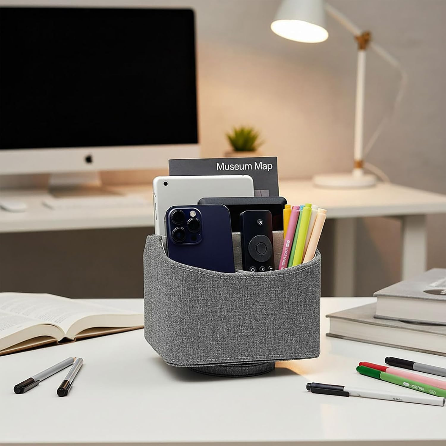 Rotating Desk Organizer, 360 Desk Spinning Caddy, Desktop TV Guide/Mail/Media/Re