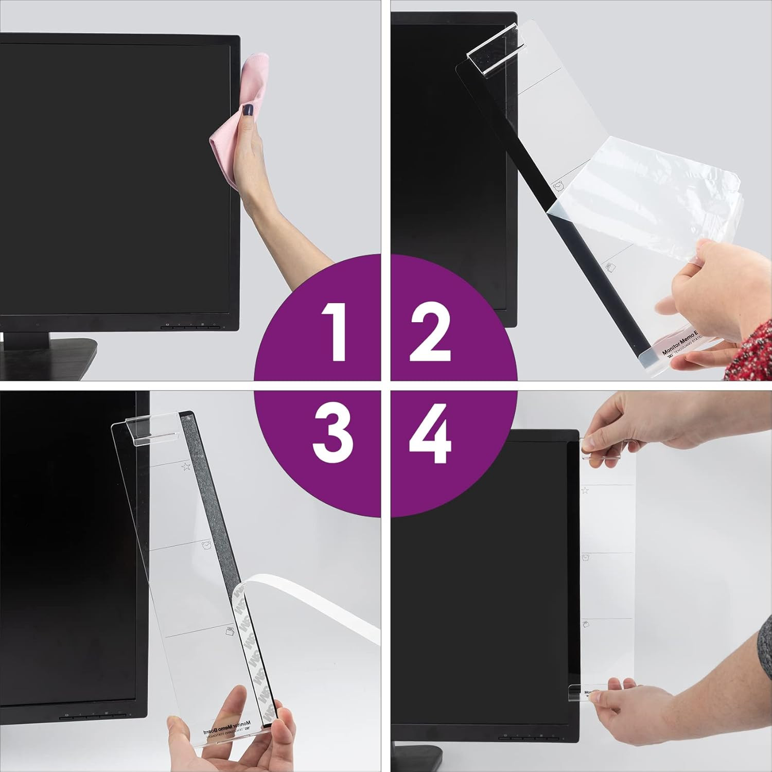 Office Desk Accessories 2Pcs Computer Monitor Memo Board Multifunction Message B