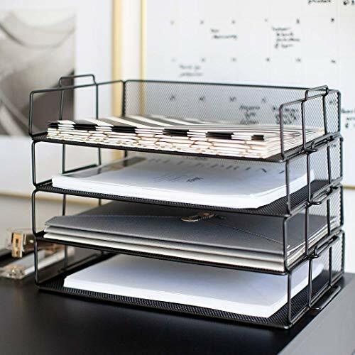 DESK ORGANIZER Paper Tray Stackable Letter Trays Mesh File Holder BLU MONACO