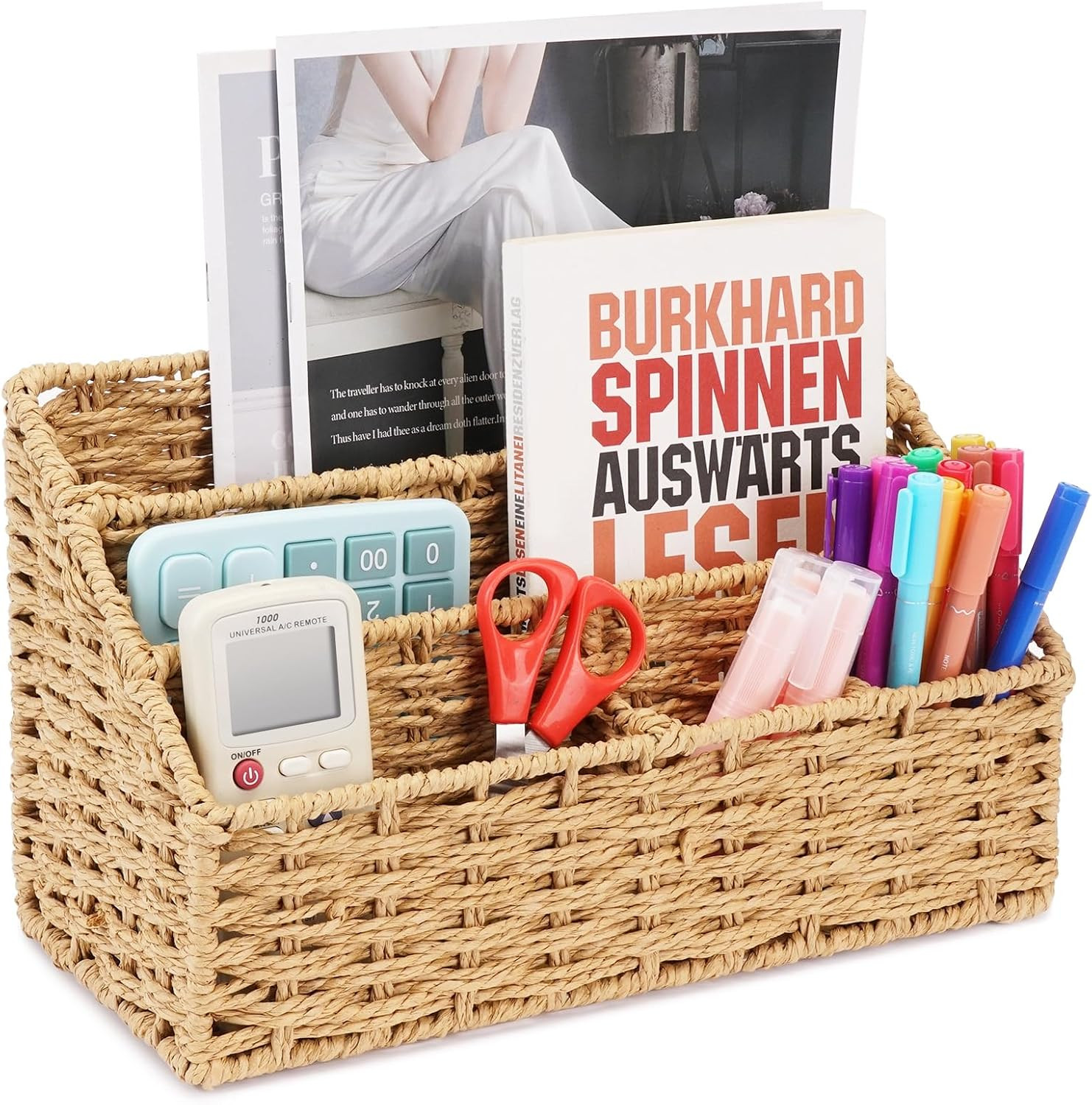 Woven Mail Organizer for Desk Countertop, Desktop Mail Holder Sorter Storage