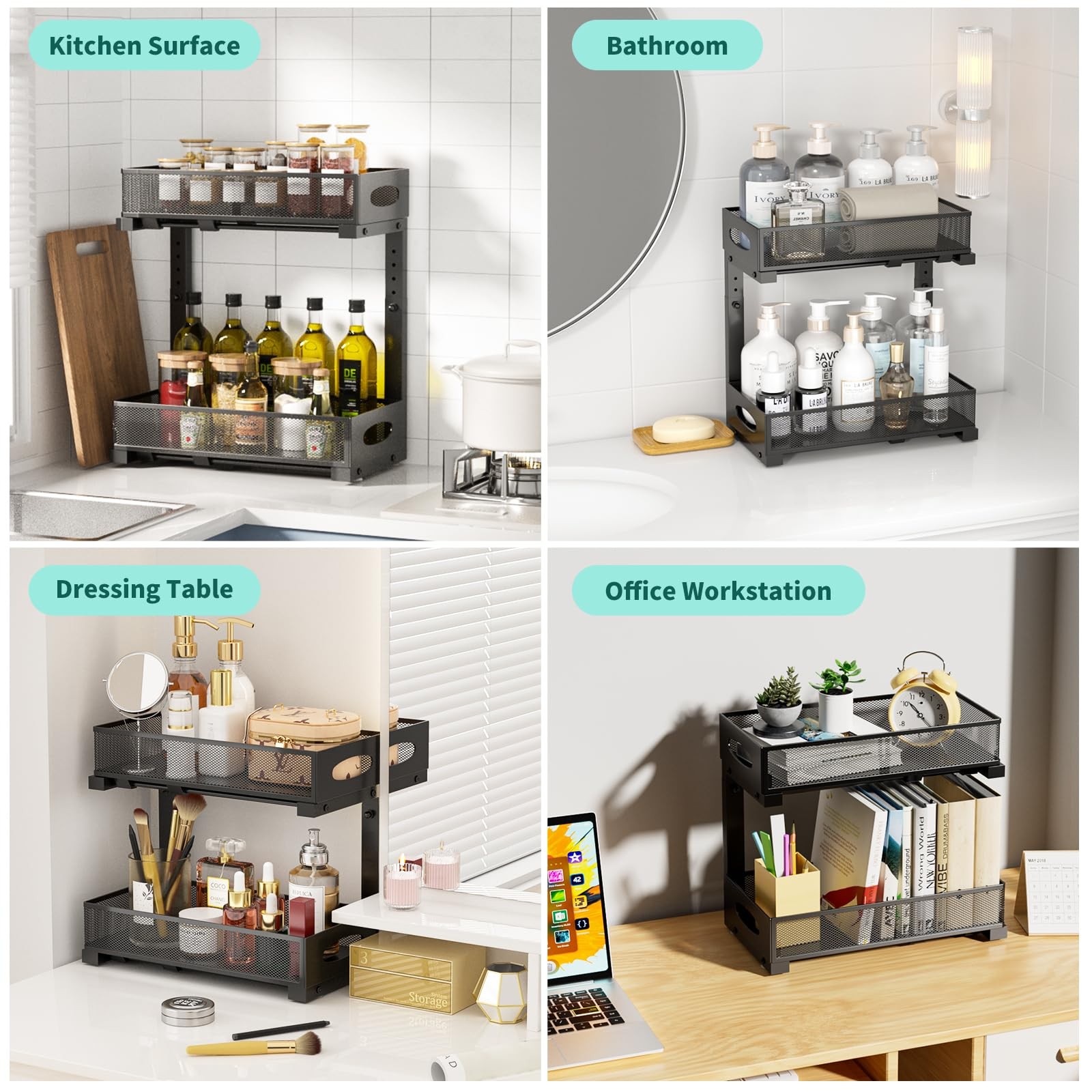 Beleeb Under Sink Organizer, 1-Pack of Standard Version, Black – Single Pack​