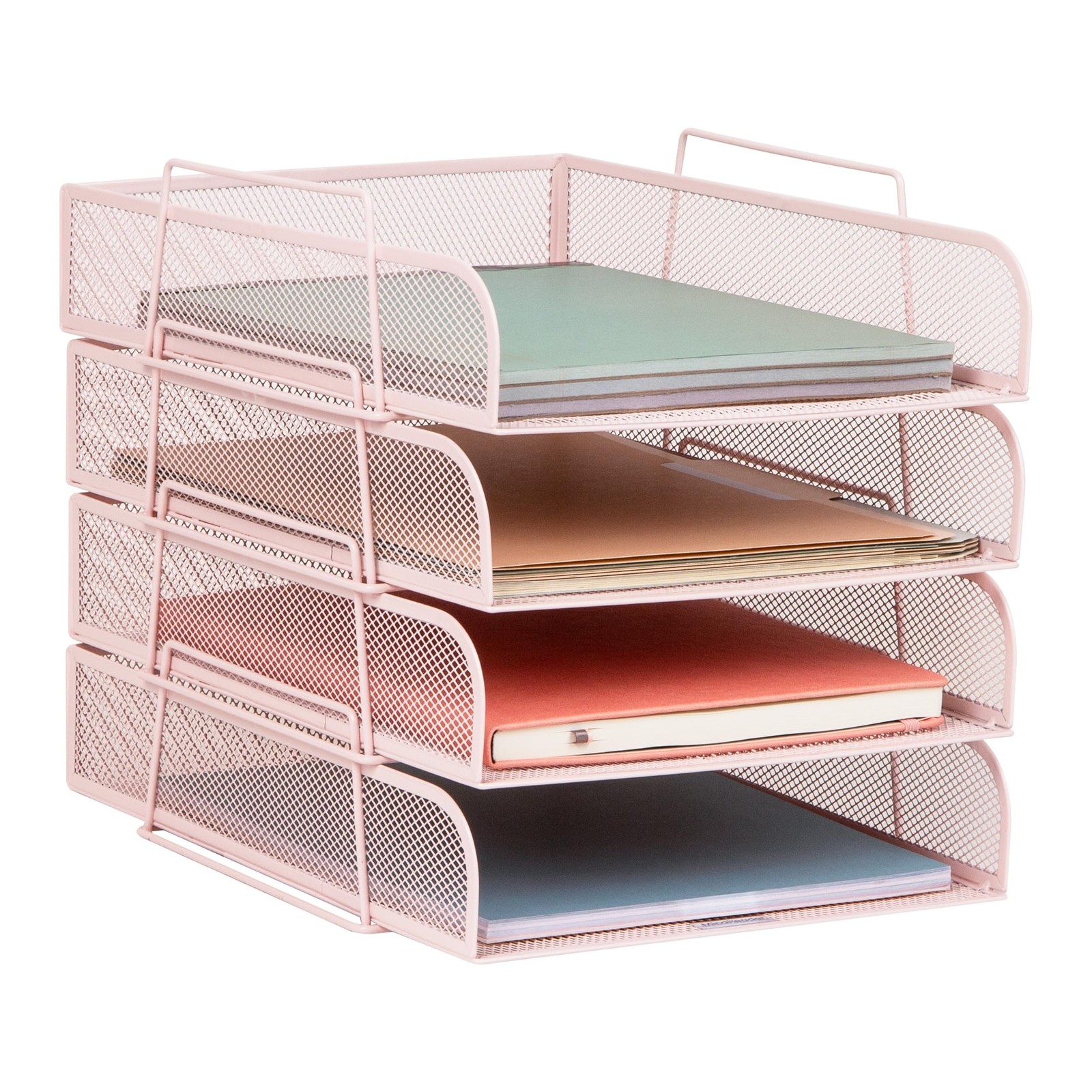 Mind Reader Stackable Paper Tray Desktop Organizer File Storage Office Metal