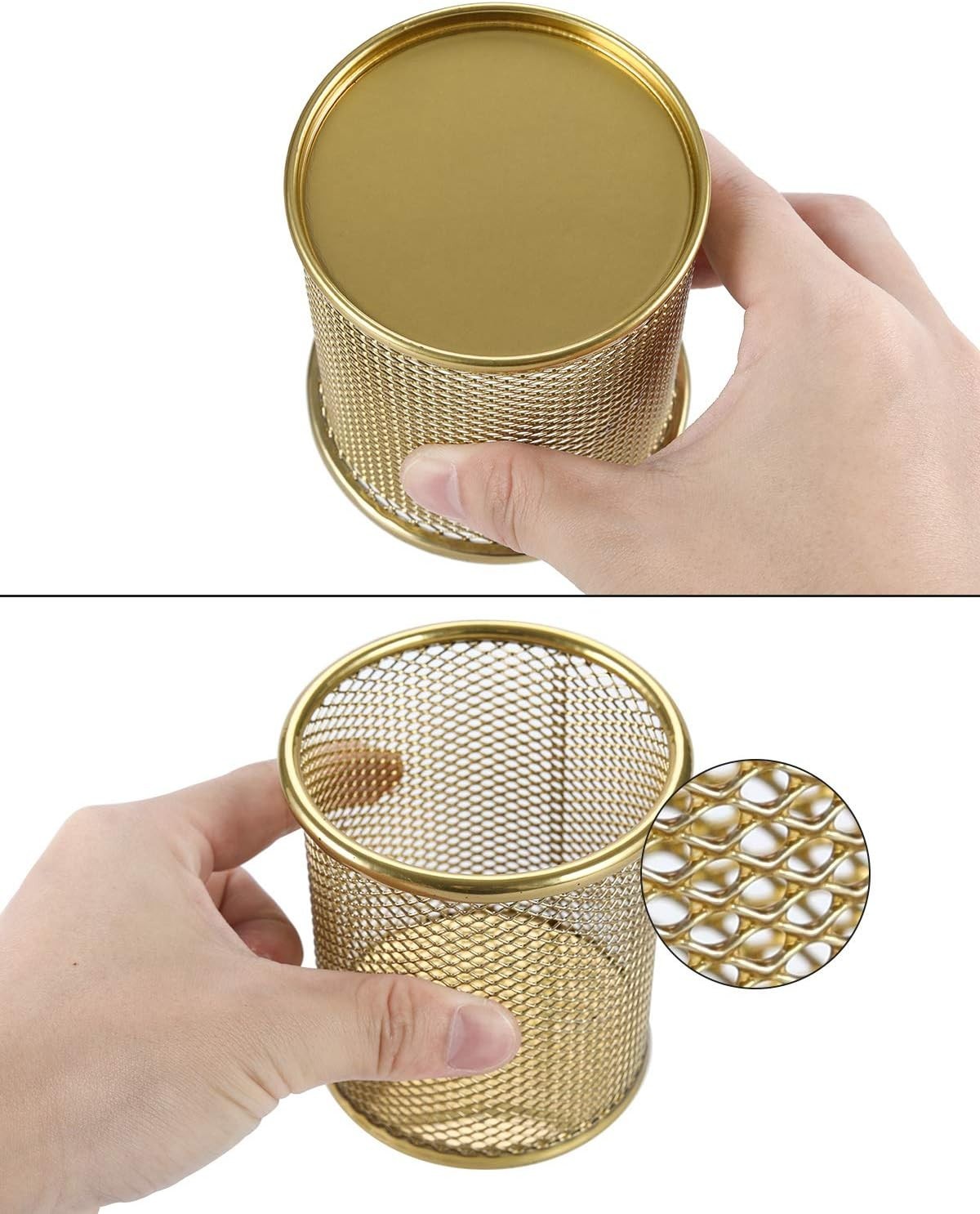 Durable Round Pencil Holders – Rust Resistant, Slip Resistant Gold Cup Set
