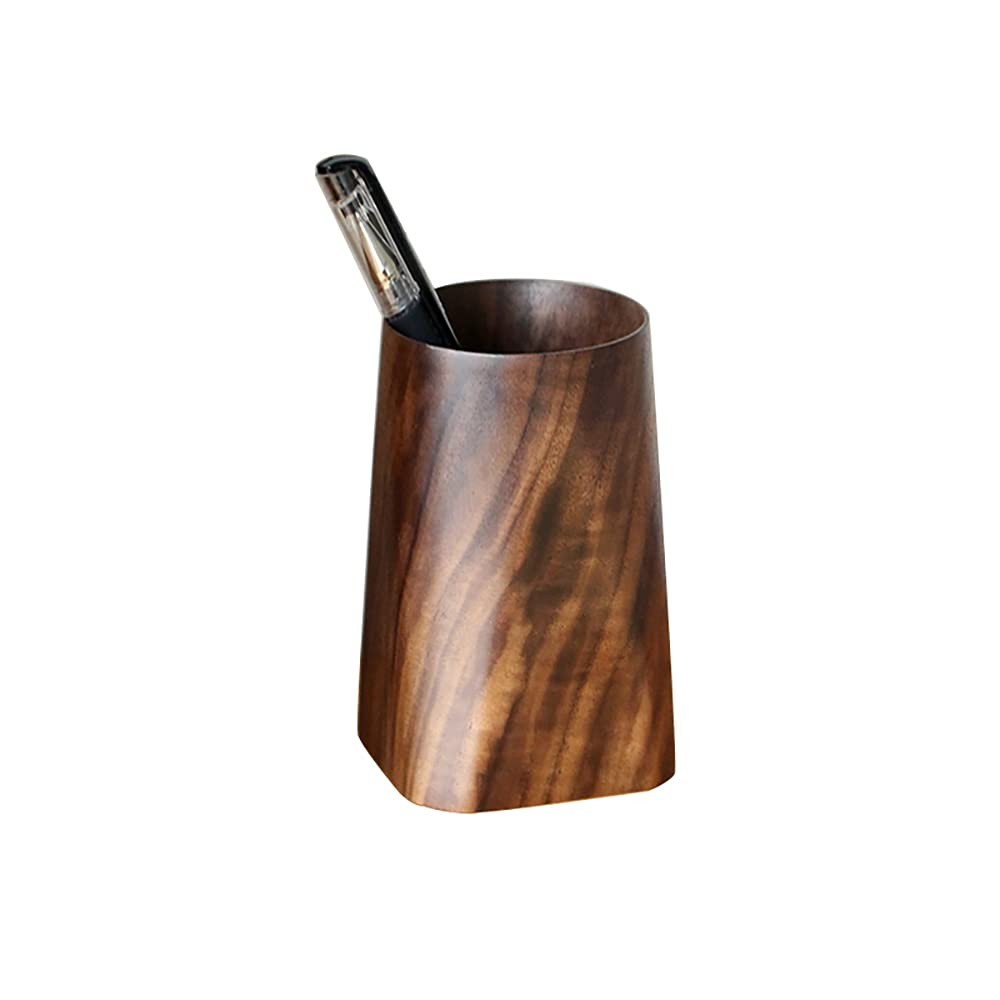 Durable Whole Piece Black Walnut Pencil Wood Pen Holder Wooden Desktop Pencil.