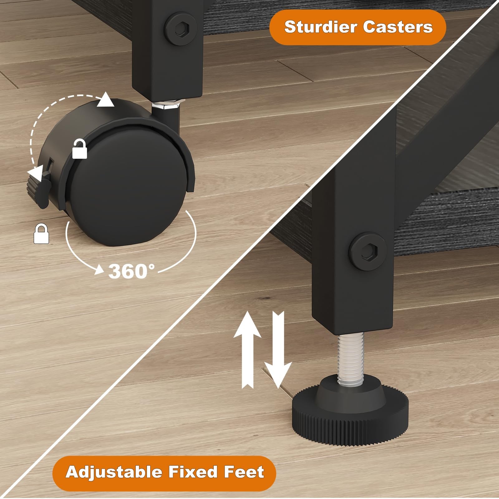 EasyCom 23.6″ x 15.7″ Under Desk Printer Stand with Storage Large, Black