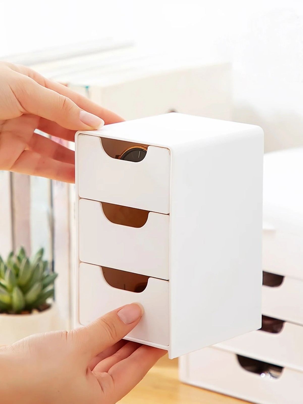 Mini 3-Tier Desk Organizer Drawers Jewelry Makeup Office Craft Storage Box Case