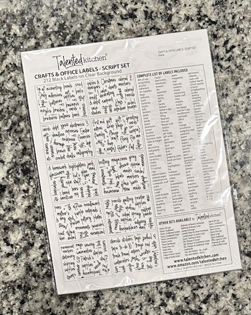 Craft & Office Labels, Script Set, 212 Black Labels on Clear by Talented Kitchen