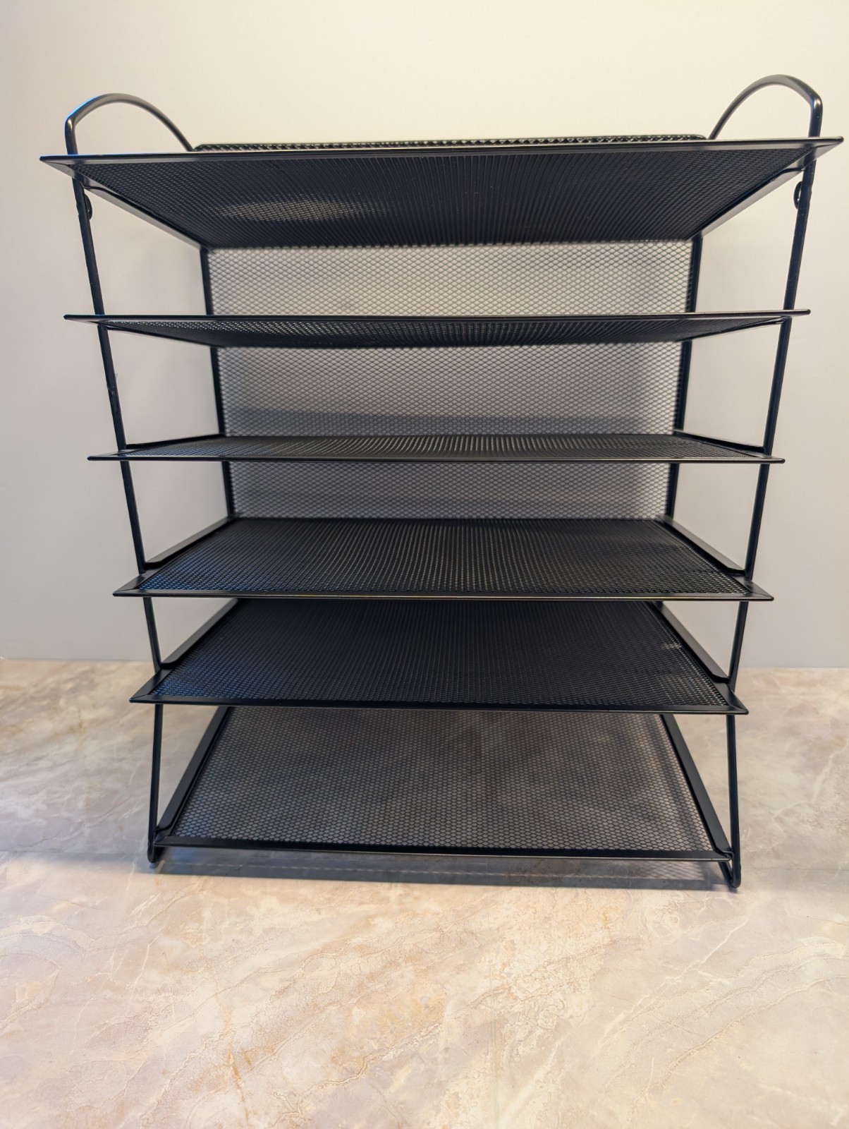 6 Tier Desktop Document Letter Tray Desk Organizer Black Metal Office