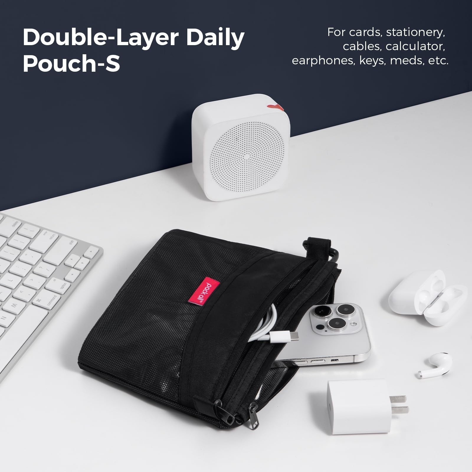 Double-Layered Water-Resistant Zipper Pouch, Mesh Zipper Bags for Storage, Tr…