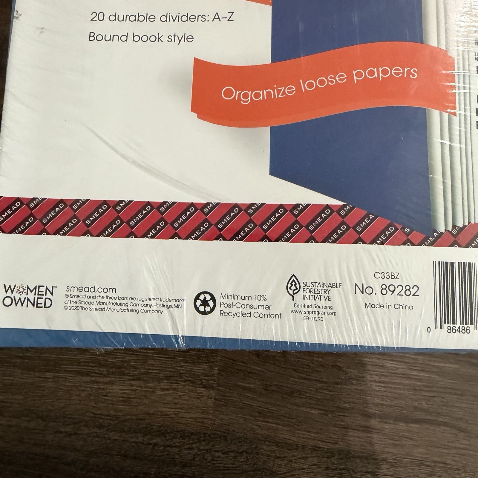 Smead A-Z Desk Sorter Organizer Bound Book Style 20 Dividers Sealed 89282