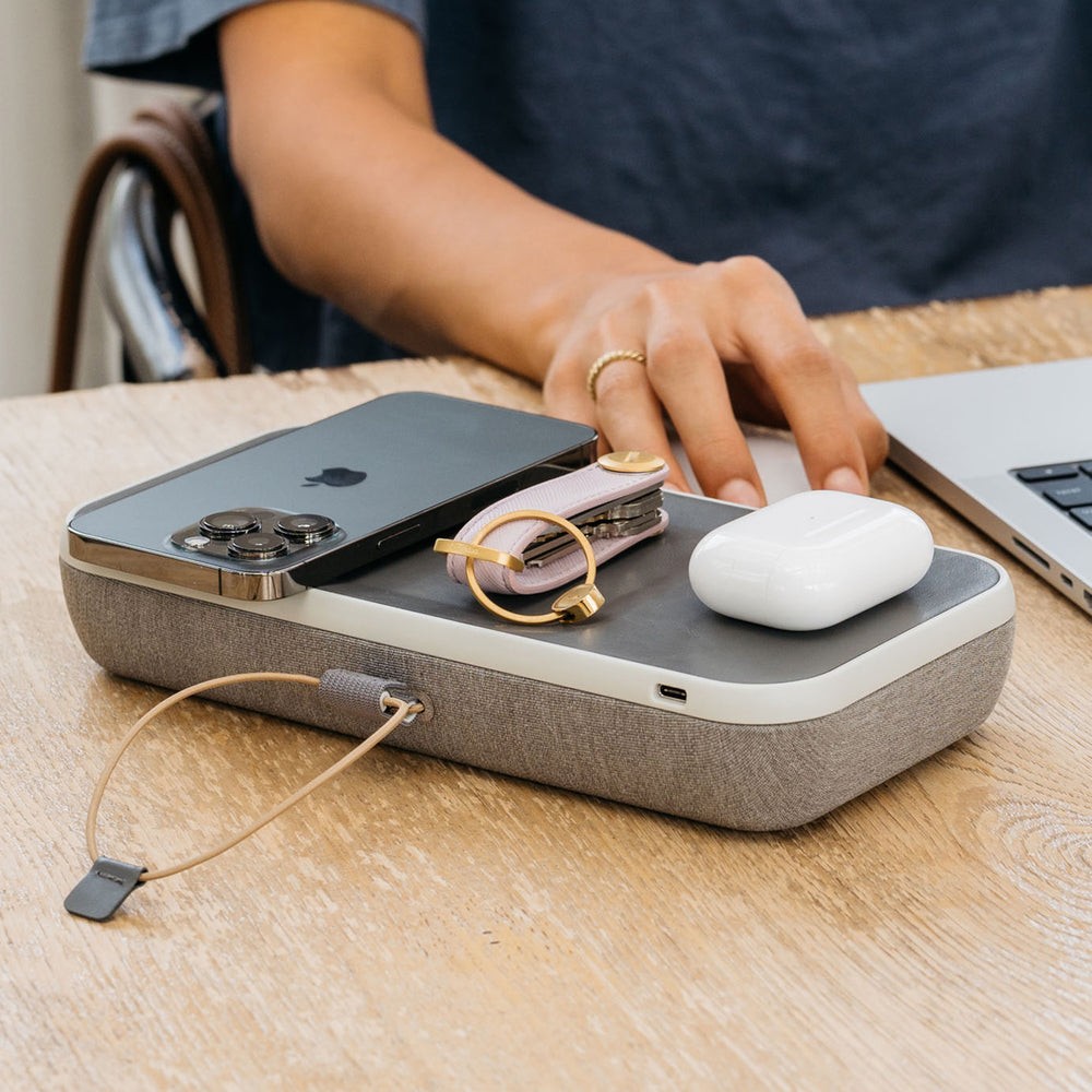 Orbitkey Portable & Customizable Desk Organizer Case with Wireless Charger, Ash