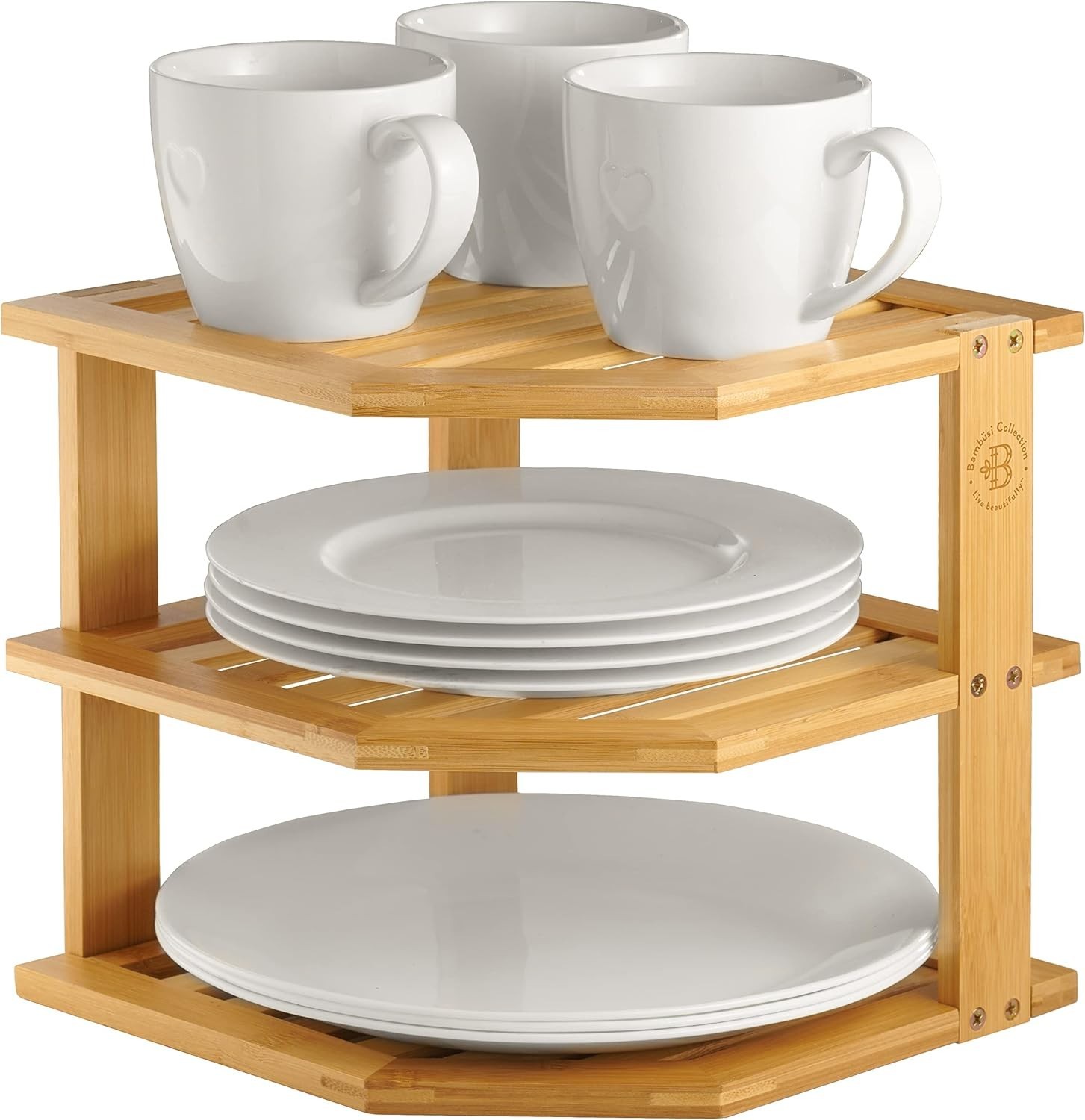 Bamboo Corner Shelf Cabinet Organizer