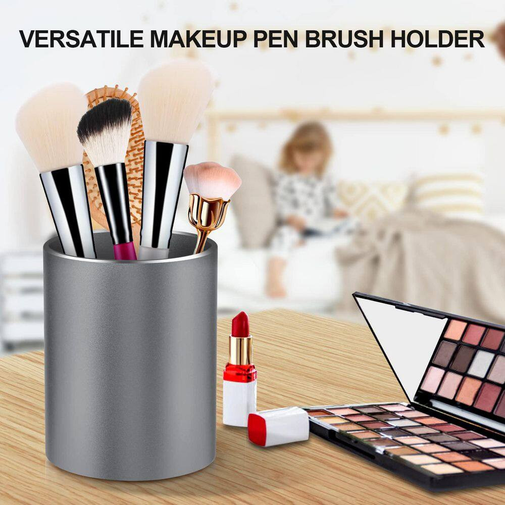 Metal Pen Holder Cup with Non-Slip Silicone Base, Large Capacity Desk Organizer