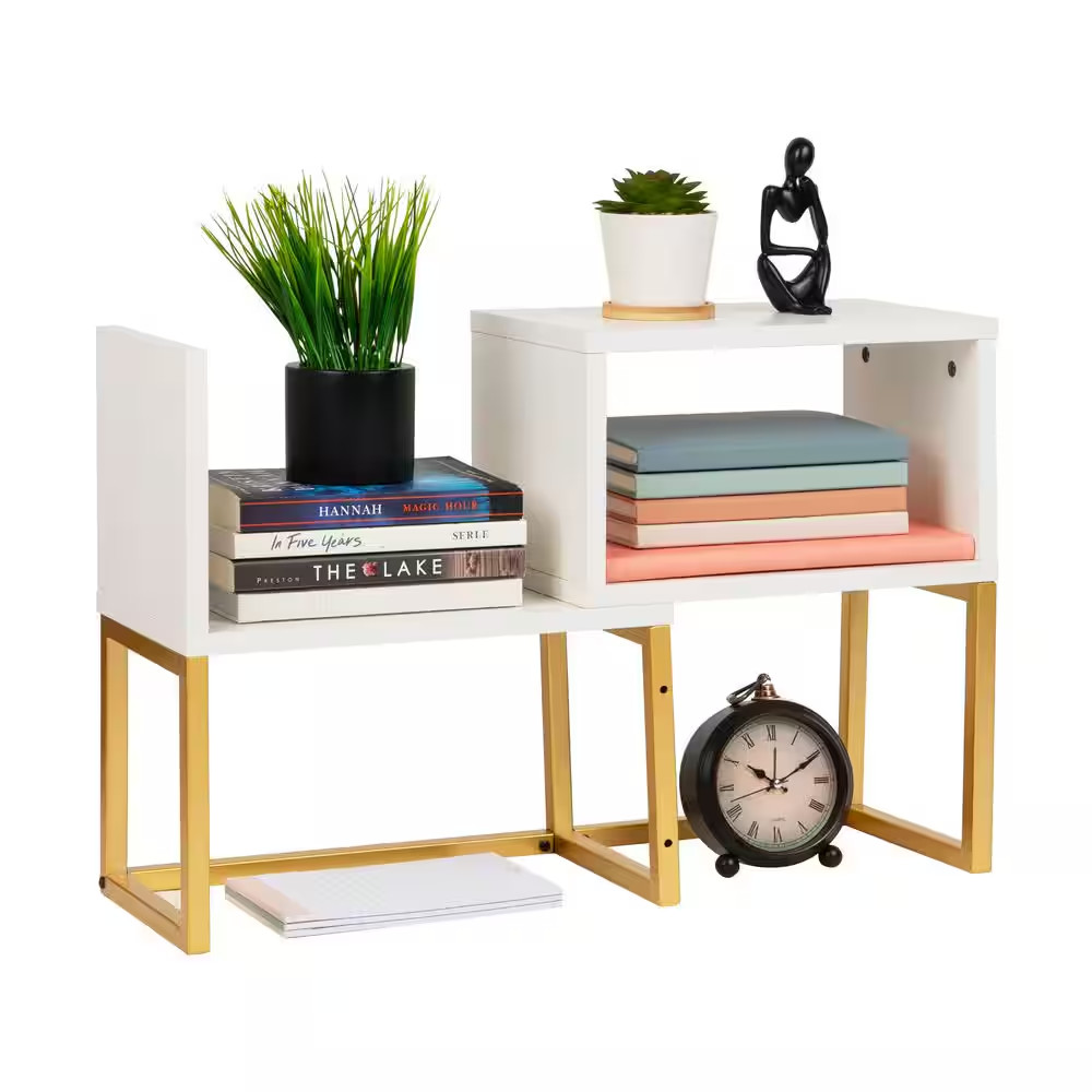 7.87 In. W Desktop Bookshelf, 5-Compartment Organizer for Office Desk, Metal, MD