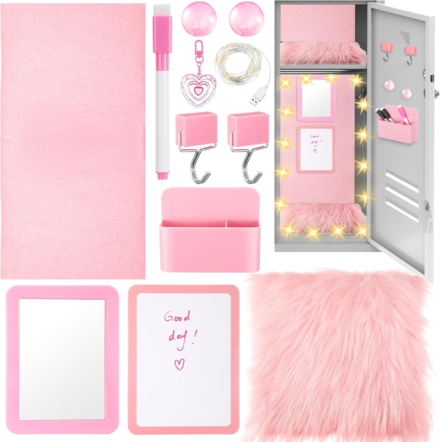 Wonderjune 12 Pcs Locker Accessories Kit Magnetic Mirror Whiteboard Pen Holder M