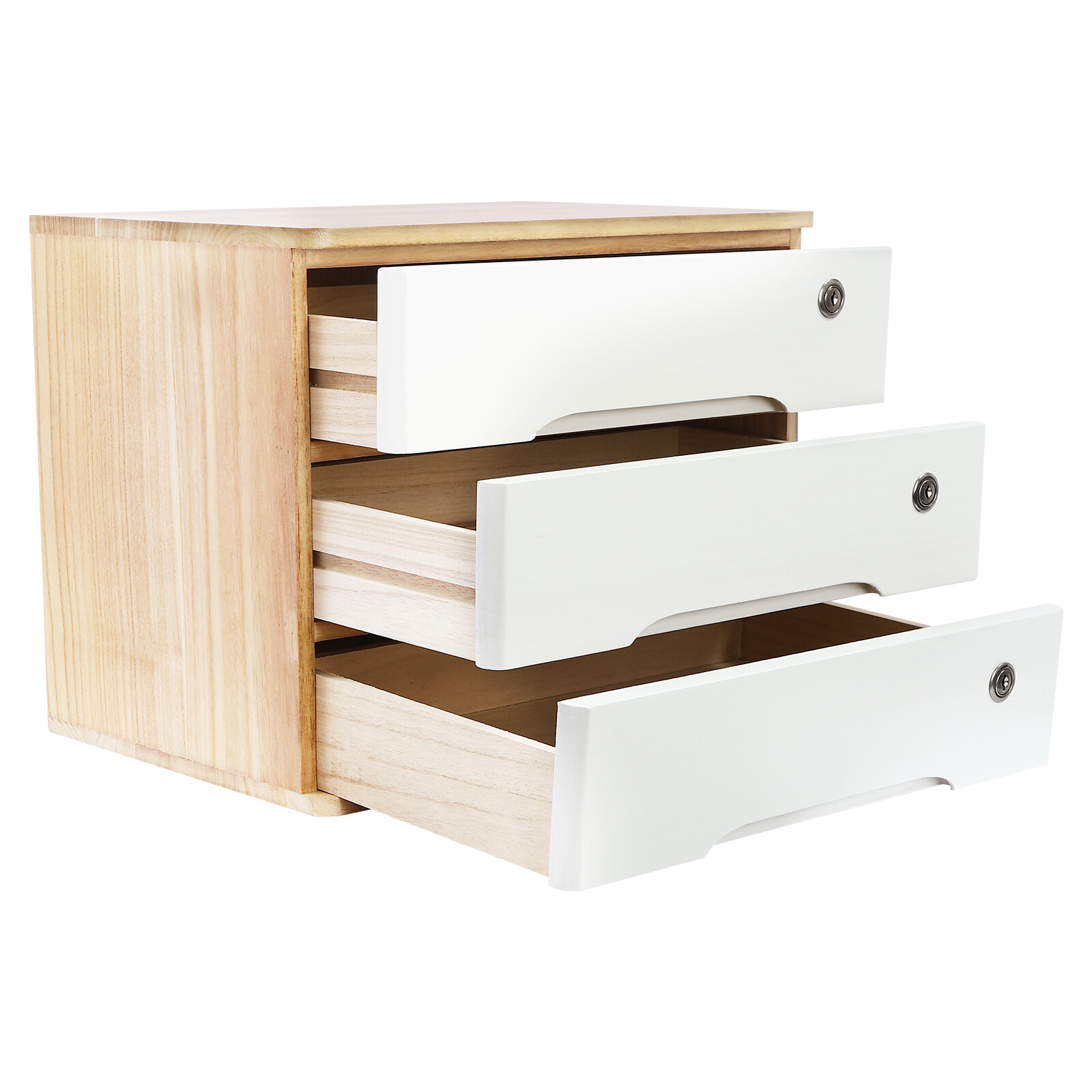 3-Tier Desktop Storage Cabinet Desk Organizer Desktop Storage W/Lockable Drawers