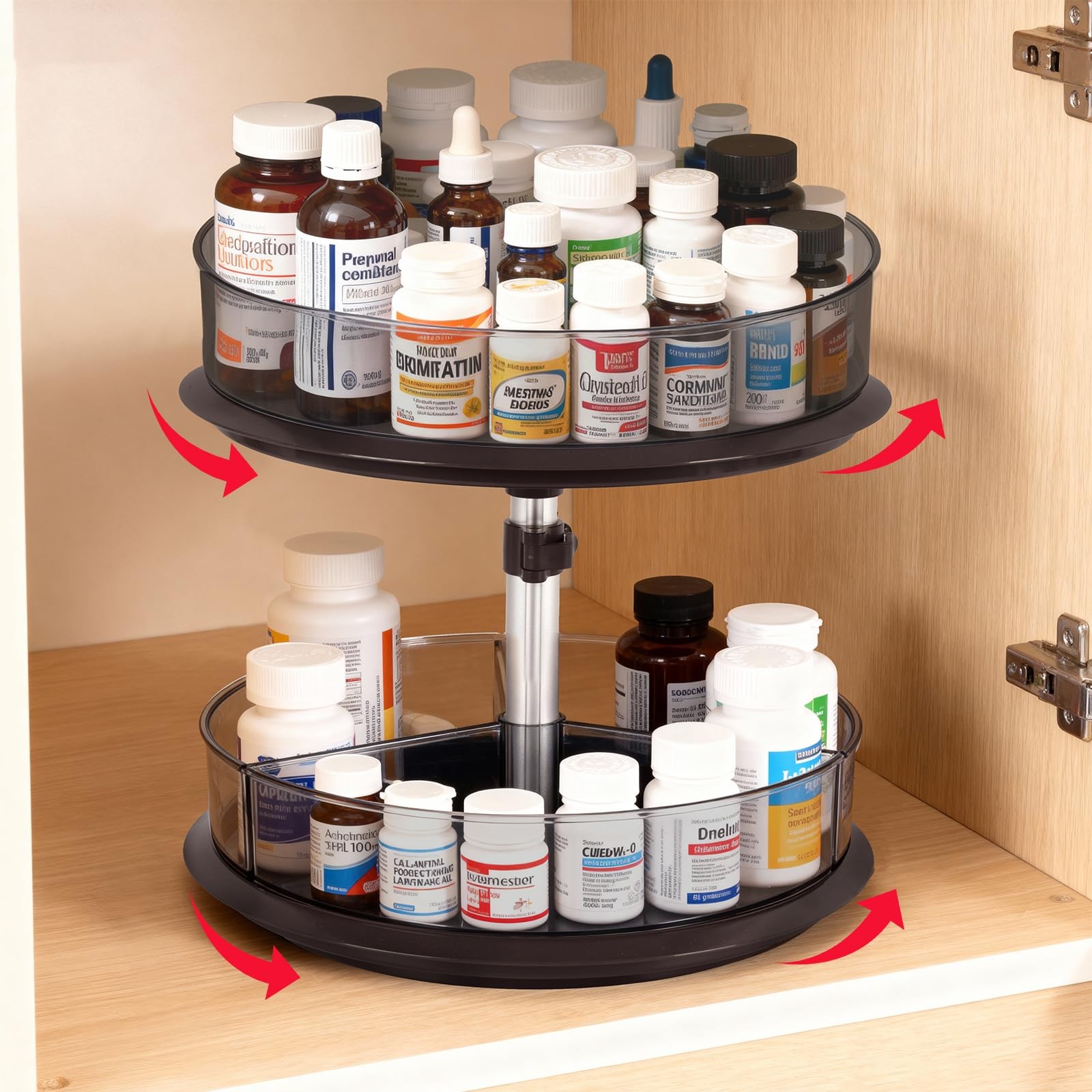2 Tier Medicine 20 inches (H) x 25 (W) x 18 (D), Clear-grey