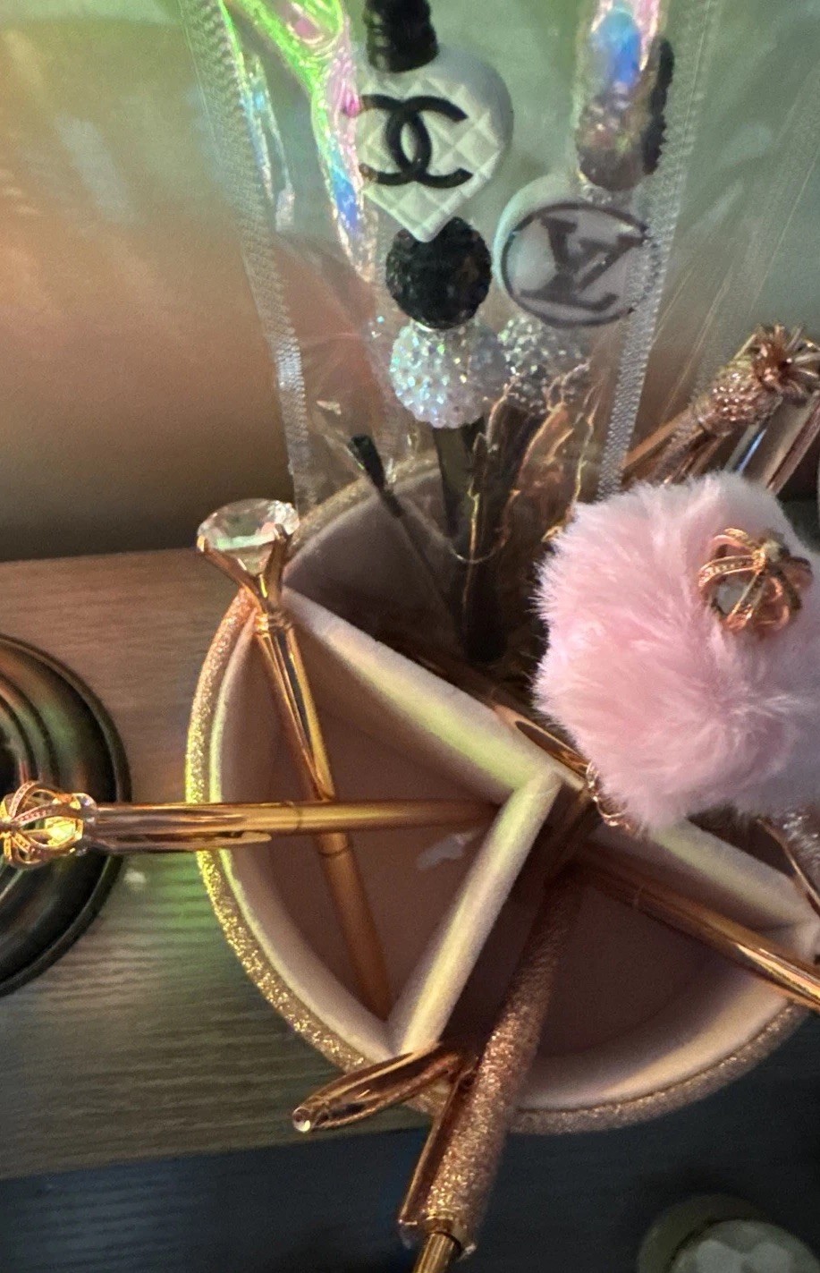 Pen And Storage Holders. Rose Gold