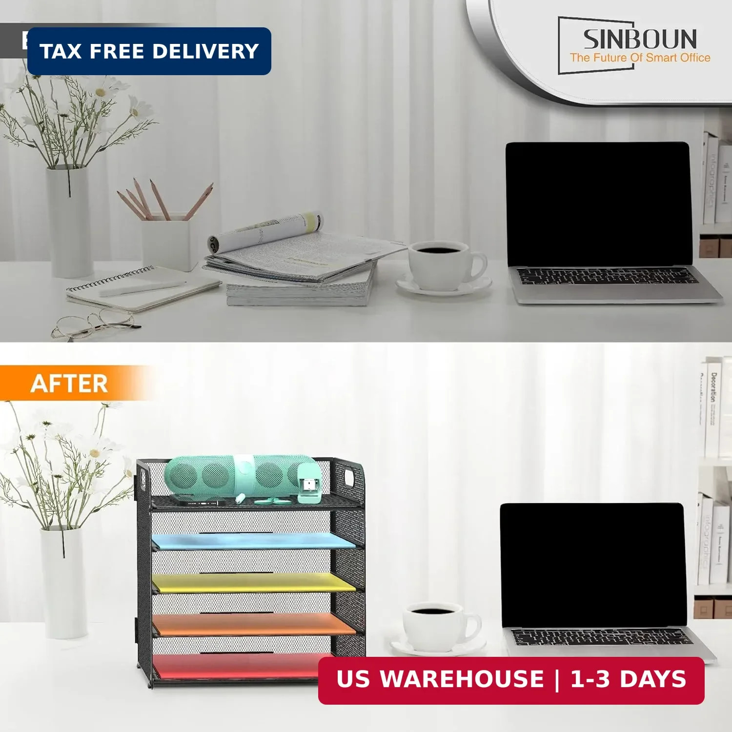 Letter Tray Paper Organizer 5-Tier Desk Organizer File Organizer Paper Holder wi