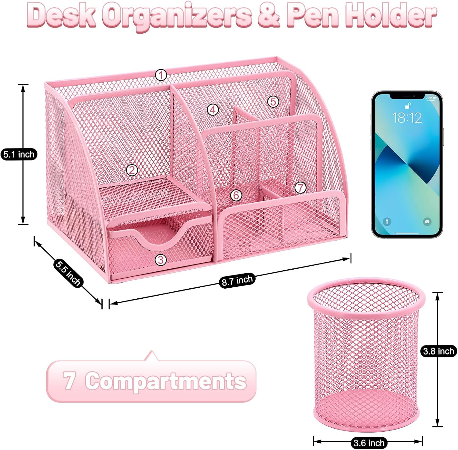 13-In-1 Office Desk Organizer Set with Stapler and Tape Dispenser, Pen Holder, S