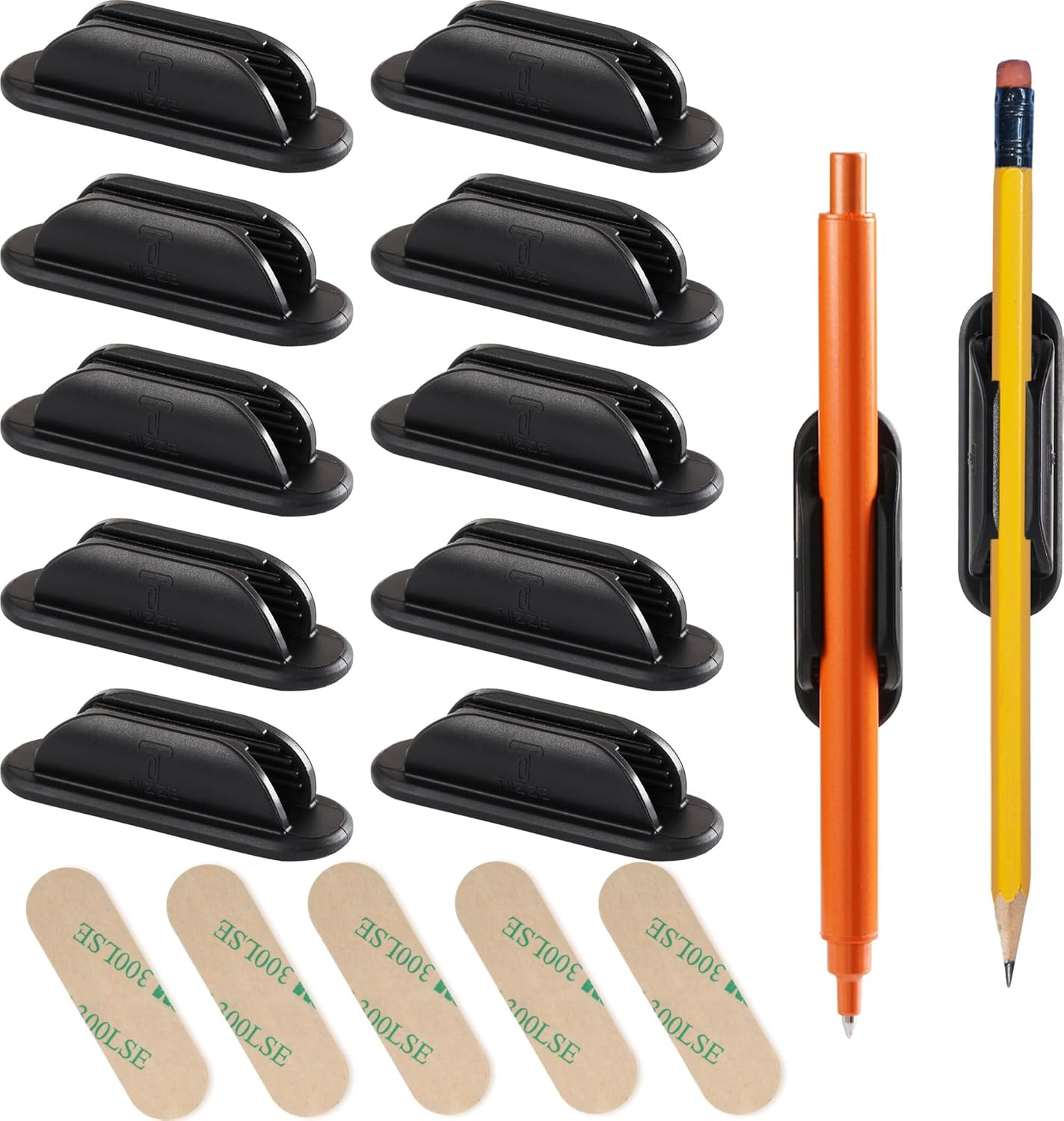 10 Pack Adhesive Pencil Holder for Desk, Silicone Pen Holder for Wall, Clipboard