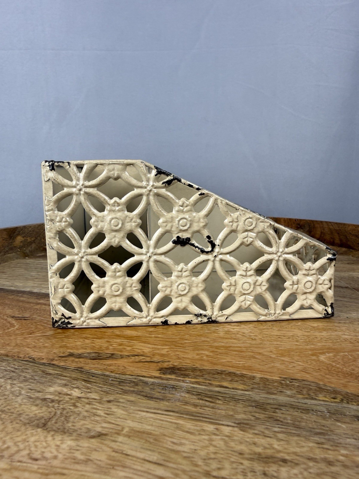 Farmhouse Metal Organizer Mail Sorter Desk Caddy Rustic Distressed