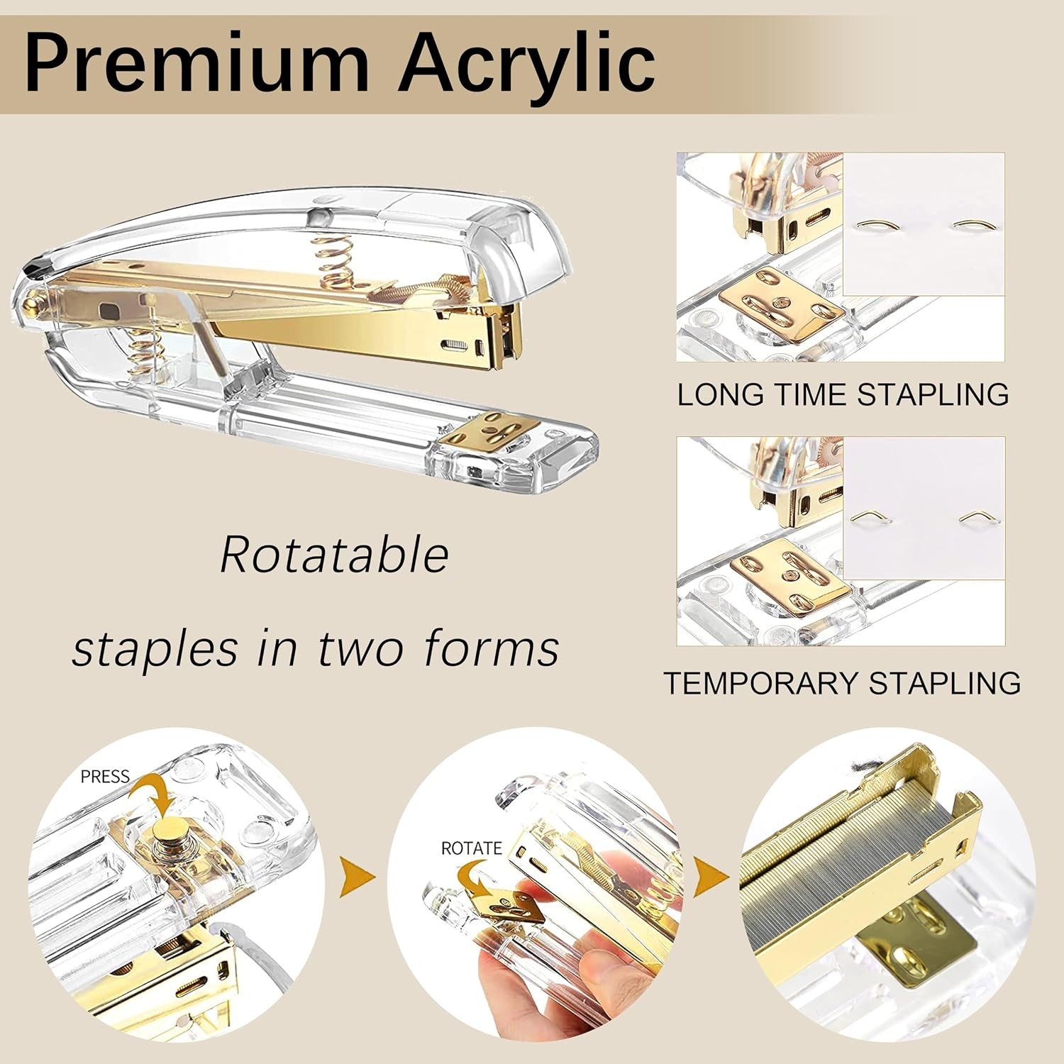 Gold Desk Accessories, Office Desk Organizers and Accessories 360°Pen Holder Acr