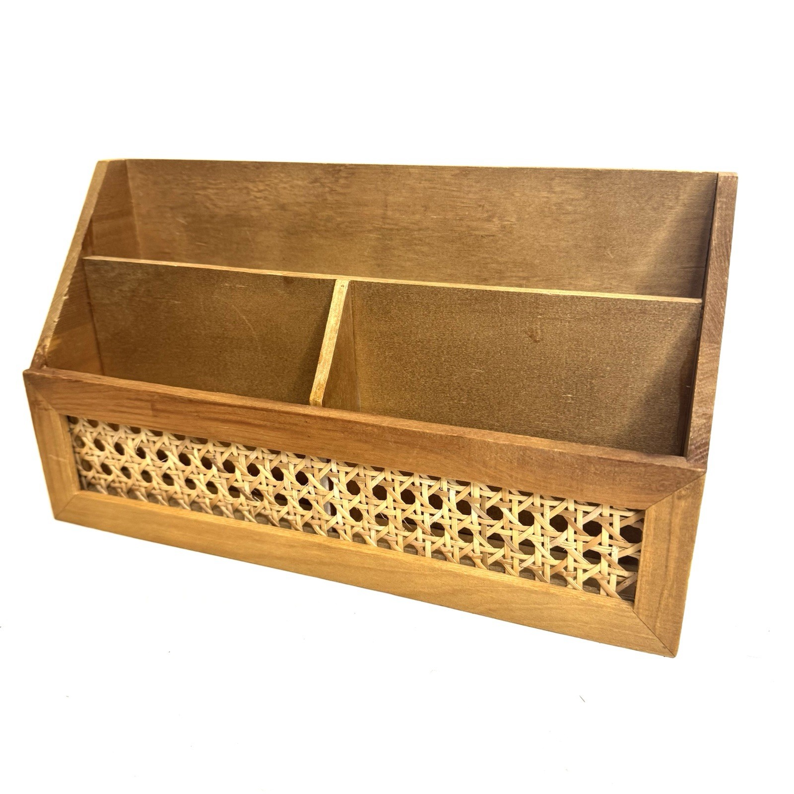 Vintage Rattan Wicker Organizer 12.5”x4”
