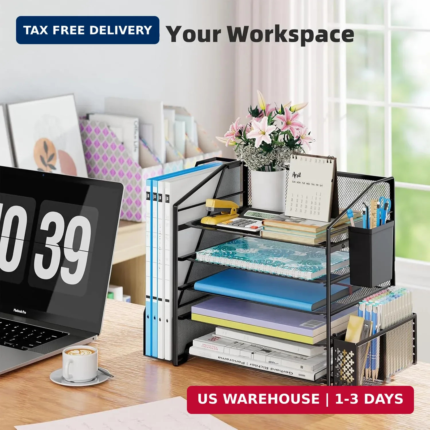 Simple Trending Desk Organizers and Accessories, 5-Tier Desk File Organizer, Pap