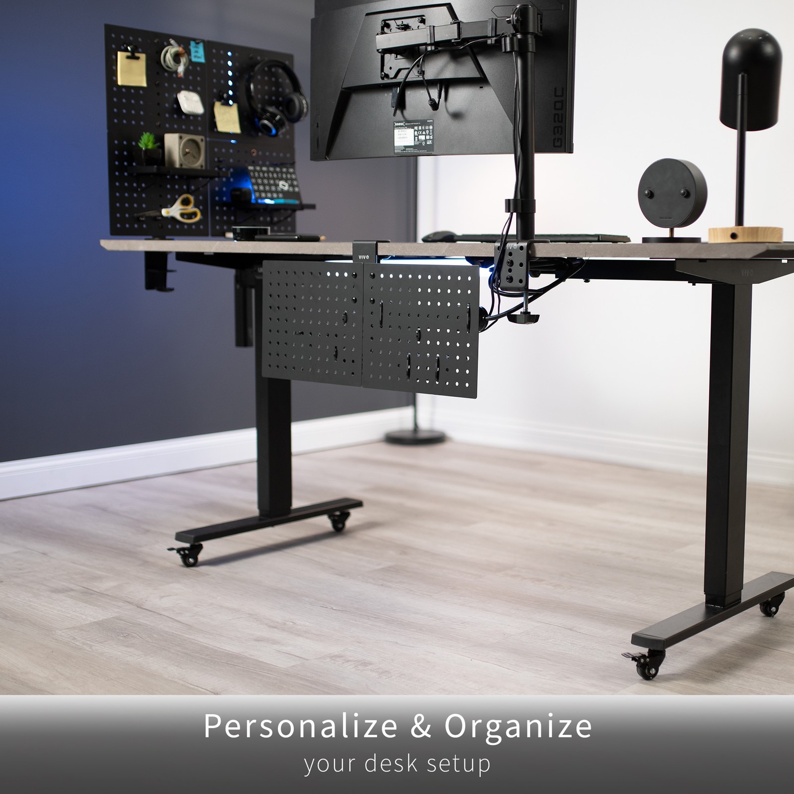 VIVO White Steel Clamp-on 20″ x 24″ Desktop Pegboard (x2), Magnetic Privacy