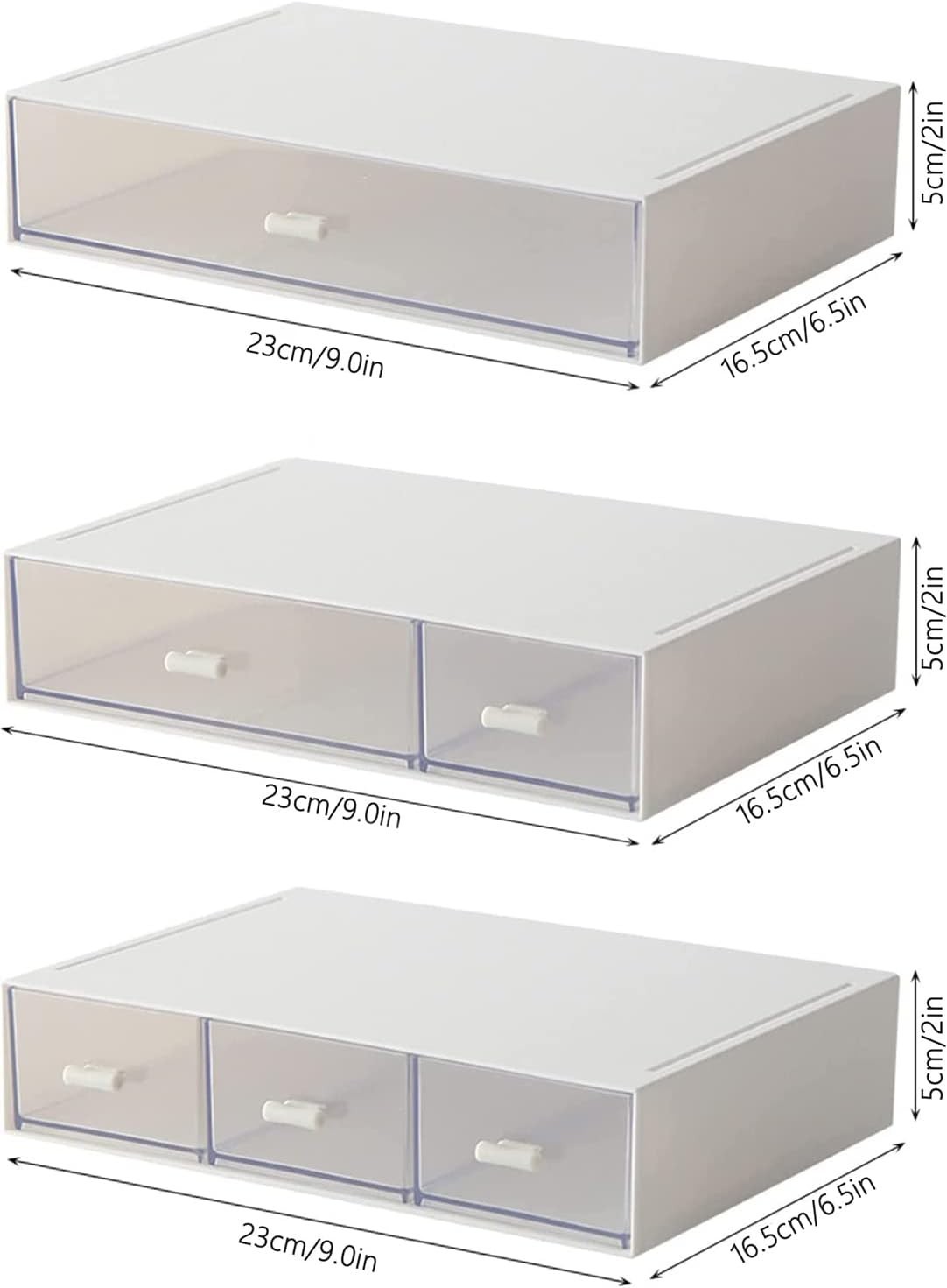 3 Tier Stackable Desk Organizer Drawers White 6 Compartment Makeup Storage Box