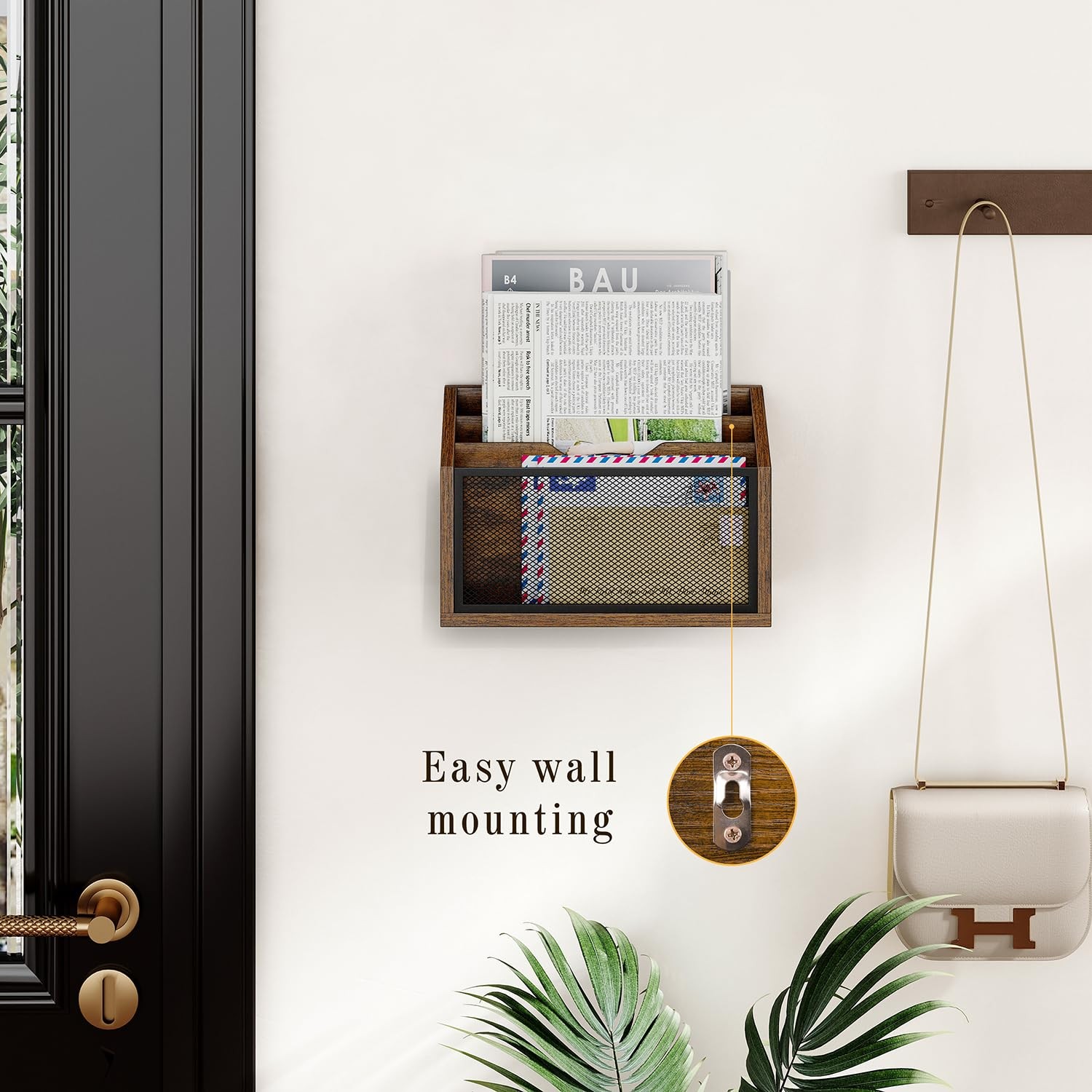 Organizer Sorter Wall Mounted with 3 Slots Organizer Countertop Desk Holder f…